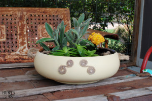 wooden salad bowl succulent planter