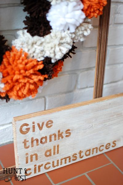 Give thanks in all circumstances hand painted sign thanksgiving mantle huntandhost.net