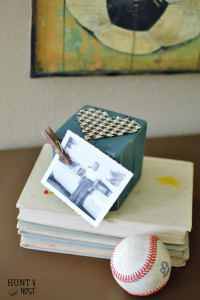 A Homemade Mother's Day gift using a reclaimed 4X4 wood post. Perfect for a picture or memory verse! www.huntandhost.net