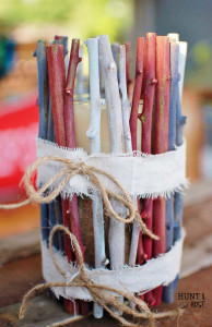 Patriotic Twig Vase: A fun summer project made from the junk in your yard. www.huntandhost.net