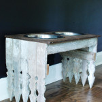 A DIY tutorial on how to make your own picket fence dog bowl station! www.huntandhost.net