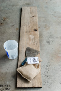 DIY aged barnwood. Learn how to age new wood to look old in minutes with this tutorial.