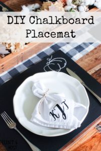 Fall Ideas Tour: Mantels, Tablescapes, Wreaths, Printables and Porches. Hunt & Host's DIY chalkboard placemat is a fun project for any time of the year!