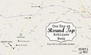 Here is a map of how I spend my time if I only have one day at Round Top Antique's Week