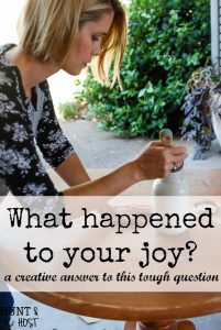 What happened to your joy? If you've ever looked up and asked yourself this tough question you might appreciate the gentle answer God gave me. A creative answer to a hard question.