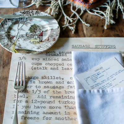 Family Heirloom Recipe Placemates: Thanksgiving Table Setting