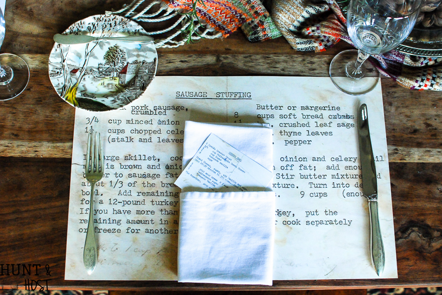 Family Heirloom Recipe Placemates: Thanksgiving Table Setting