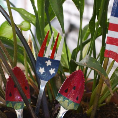 4th of July Painted Flag Fork and Watermelon Spoon