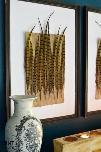 DIY Pheasant feather art tutorial. This easy DIY art tutorial will provide you with elegant artwork for your home with a budget friendly price!