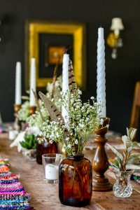 Boho table setting. Yes you can get awesome Boho décor on the cheap. Look at this cute table full of dollar store fall decorating accessories.