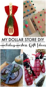 Dollar Store hostess gift ideas, becasue a hostess gift doesn't have to be expensive to be gorgeous! Monogrammed chargers, wrapping paper ideas and kitchen gifts.
