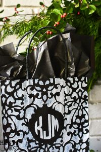 Monogram gift wrap idea. Personal gift wrap for Christmas, birthday or just because with supplies from the dollar store!