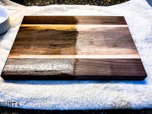 Instructions on how to care for your wood cutting board, old or new. The easiest way to sanitize and remove stains from your cutting board or butcher block.