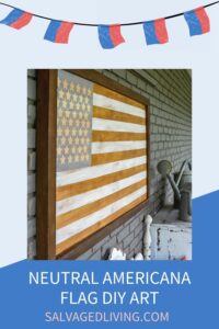 diy neutral wood american flag on porch