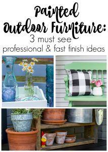 How to make a sleek potting table. This potting bench, painted black is a departure from the chippy white farmhouse look. Plus three must see ideas for professional and fast painted outdoor furniture with Wagner paint sprayers.