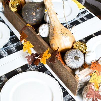 Simple Fall Table Setting With Buffalo Check Chalkboards