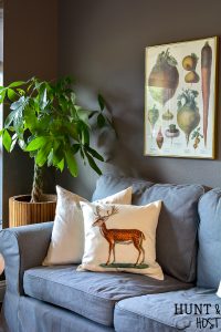 Stunning deer pillow will look great in your farmhouse living room or french country study. Add this deer pillow to your bedroom decor or even great for winter decorating. #deerpillow #antelers #deerdecor #frenchcountry #pillow #pillowcover