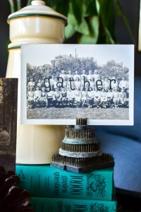 Do you wonder what to do with old photographs? See vintage photos all the time in thrift stores and flea markets? This easy DIY idea will help you add vintage artwork to your home in no time for little cost. These old photo updates are perfect for styling vignettes, gallery walss or updating family photos with personal meaning. #oldphotograph #vintage style #vignette #gallerywall #stencilproject #chalkart #makerboss