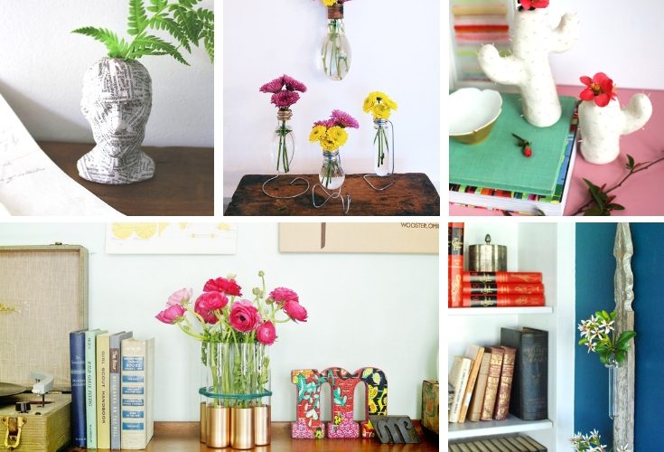 25 Unique bud vase ideas to easily decorate your home with fresh flowers or maybe even faux flowers for a budget friendly way to decorate, especially a small space!! #smallspacedecor #budvaseideas #flowerdecor #easyDIYdecor #smalllivingareaideas