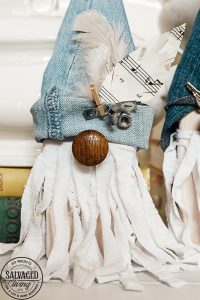 I'll show you how to make adorable DIY junk gnomes out of scrap wood, random hardware, trinkets and scrap fabric you have laying around. Have fun hiding these happy little gnomes around your home, tucked into bookshelves and cute vignettes. You could make holiday gnomes the same way too! #gnomes #junkproject #scrapwoodproject #scrapfabricidea #DIYGnomes