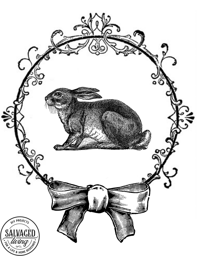 Vintage Easter Rabbit Print Salvaged Living