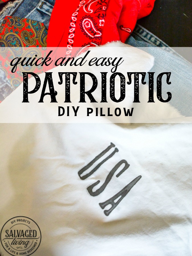 This decorative DIY patriotic pillow cover is perfect for your summer decor, plus it's perfect for a quick seasonal pillow change on a budget.  #easyDIYpillows #decorativepillows #fourthofjulypillow #4thofjulydecorations #scrapfabricproject #patrioticdecor