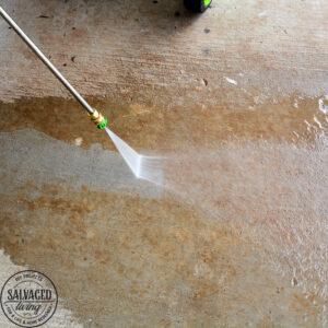 Grab great tips for power washing your concrete patio and getting rid of the paint, stain and dirt stains on your concrete. #pressurewasher #powerwash #cleaningtips #cleanconcrete #springcleaningtips