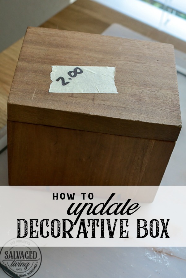 When you find an inexpensive wood box and you need a fresh and easy makeover idea this is an easy way to update a decorative box in minutes. Little wood boxes are perfect for storage and decorating ideas. #woodbox #modernvintage #updateidea #easyDIY #fiveminutecraft #vintagestyledecor