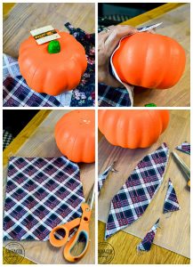 If you've ever wondered how to make easy fabric pumpkins this is the post for you! I am going to show you three ways to make fall pumpkins for your home decor, including a no sew fabric pumpkin tutorial! Your house can be full of farmhouse stuffed pumpkins on a budget. #diypumpkins #fallhomedecor #fallcraftidea #nosewpumpkin #diypumpkinpattern #shabbychicpumpkin #pumpkintutorial #cozyfallhome