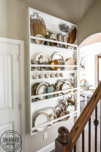 Does you house lack built in charm? Add your own with this diy built in plate rack tutorial. You will learn how to build a wall plate rack and how to decorate a plate rack for vintage style charm and a cozy home. #cozyhome #farmhousekitchen #kitchendisplay #butlerspantry