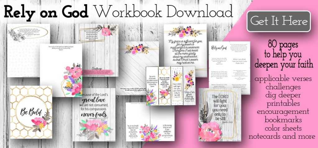 Looking for scripture to help you when you are struggling? This Rely on God workbook journal is perfect to get you digging into the Word of God. With 32 scripture verses to pray on you will feel freedom and joy as you learn to lean on the Lord. Challenge pages, dig deeper, color sheets, bookmarks, note cards, word searches, journal prompts and more await you in this self guided study on Relying on God. #biblestudy #devotionsforwomen #christiandevotional #christianjournal