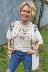 Encourage yourself for that 9 to 5 day, get up and pour yourself a cup of ambition in this cozy T-shirt that will help you get the job done. #dollypartonquotes #cozytshirt #fasionover40