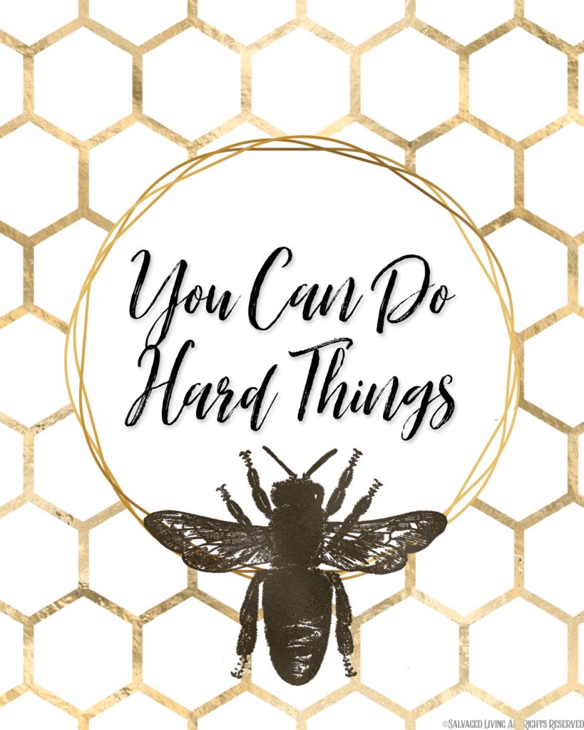 You can do hard things free print for encouragement when you struggle. Perfect for your office or home inspirational decor.  #inspirationalquotes #freeprint #freeart