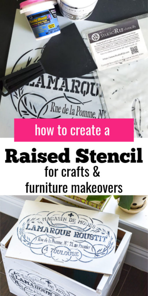 Learn how to do do a raised stencil technique for craft projects and furniture makeovers. This essential stencil technique will take your stencil ideas to a whole other level! Transform your crafts and furniture with a professional look with this easy tutorial. #stencil #stencilproject #stencilideas