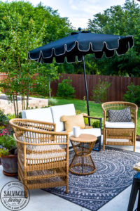Create a charming and cozy patio area with these gorgeous patio furniture selections. You will love the mix of old and new for a vintage lived in feel for the perfect outdoor living area to your home! #patiofurniture #outdoorliving #cozypatio