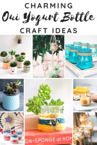 Gather a list of ideas to craft with your left over Oui yogurt jars. THESE INSPIRING Oui yogurt jar craft ideas will give you a ton of DIY project inspiration to tackle some budget friendly home decor accessories. #ouiyogurt #ouicraftideas #DIYaccessories