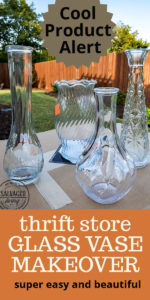 Are you wondering what to do with the floral glass vases you have hidden in your cabinet? Try this thrift store glass vase makeover. This DIY tutorial is easy and beautiful for a DIY glass vase centerpiece idea, great for fall decorating on a budget and creating home decor you can repurpose year round. #colorchange #thriftstoremakeover #glassvaseidea #glassmakeoverDIY
