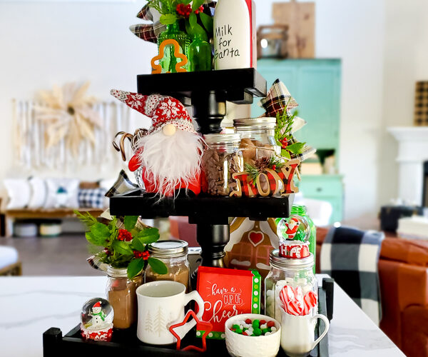 Get some fun and budget friendly Christmas hot chocolate bar ideas here! Everyone loves a good hot cocoa station for Christmas and the dollar store and Walmart are great spots for hot chocolate bar decor. Plus a few DIY projects to add to the mix! Have fun dressing up the perfect holiday beverage station! #hotchocolatebardideas #hotcocoabar #christmasdecorideas