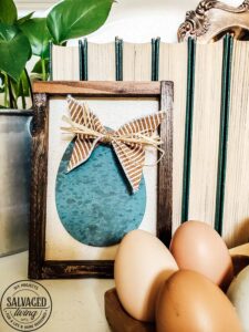 Three ways to use dollar store wooden eggs in your spring and Easter decorating, See how to paint these farmhouse style Robin Egg Blue eggs and three fun ways to use them in your decor. Budget dollar store crafts can be cute and expensive looking! #dollartree #dollartreecraft #Easterdecor #budgetdecoridea