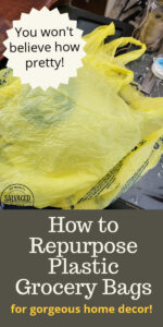 How to make adorable plastic grocery sack flowers for decorating your home on a budget. This plastic bag craft is so easy to make, budget friendly and gorgeous. No one will ever know you make these beautiful faux flowers from plastic bags! #grocerybagmakeover #plasticbagcraft #DIYfauxflower #budgetdecorideas