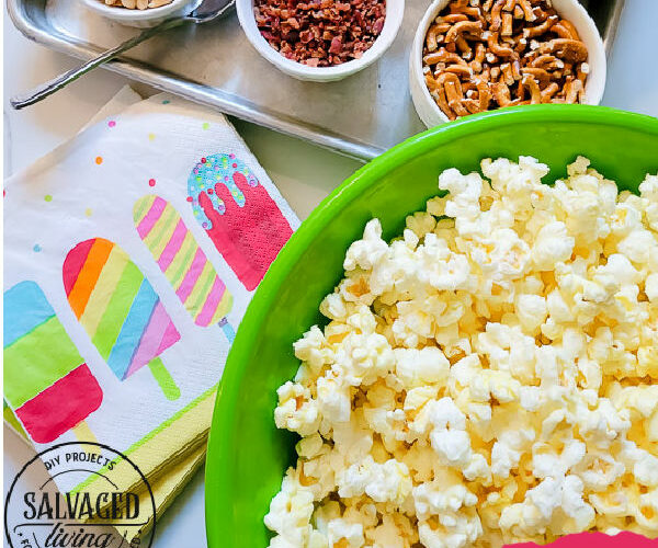 Get a free print out shopping list of the most amazing toppings for a gourmet popcorn bar. A popcorn bar is perfect for entertaining a crowd, it covers all the bases - salty, sweet, savory and sour. I have a list of the perfect popcorn bar ideas for you here! #popcron #crowdpleaser