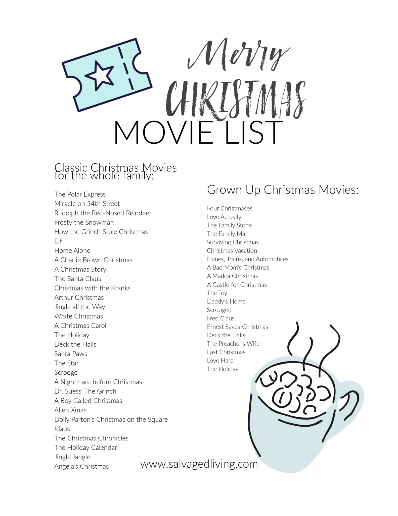 Christmas Movie List for Your Hot Cocoa Bar - Salvaged Living