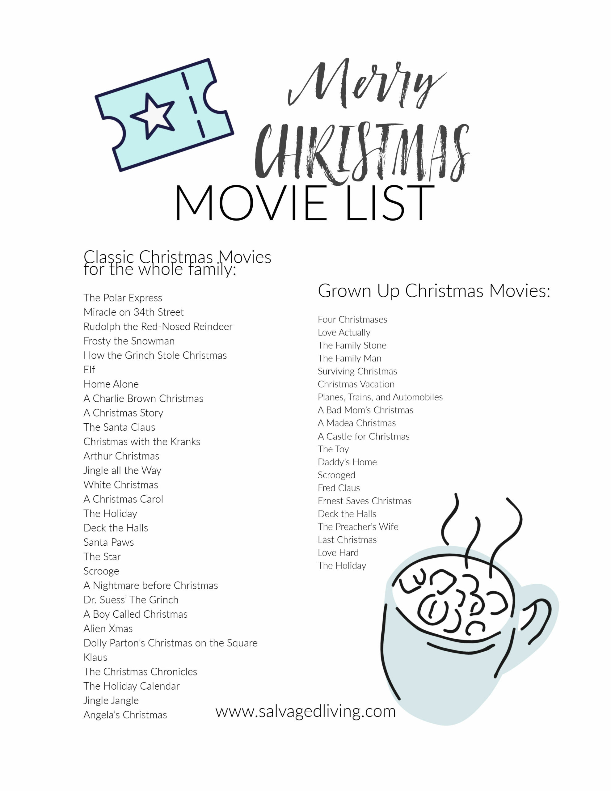 Christmas Movie List For Your Hot Cocoa Bar - Salvaged Living