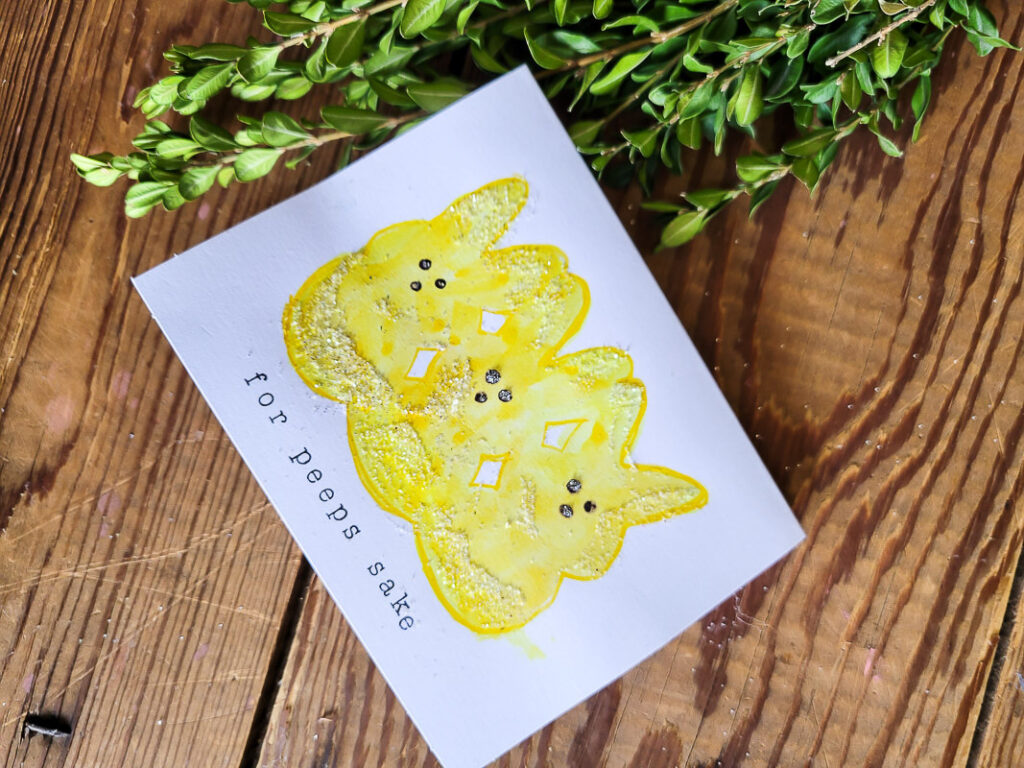 It is so easy to make your own special card, and actually really good for the soul!! A mindless way to let off some steam, and whenever you give it, you get to make someone feel extra special! A win for everyone! #card #papercraft #eastercraft #peeps 