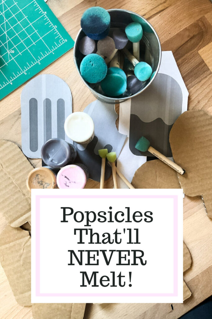Adorable popsicle decor for your summer decorating enjoyment right here! These no mess popsicles are the perfect way to add some childhood fun to your adult vintage home. Made to look like vintage style signs, these popsicles crafted from cardboard are not only easy and fun to make, but a cheap decor idea! Use your own color shceme to make them fit your decorating style. Would be great 4th of July decor as well! #summerdecor #cardboardcraft #DIYgarland