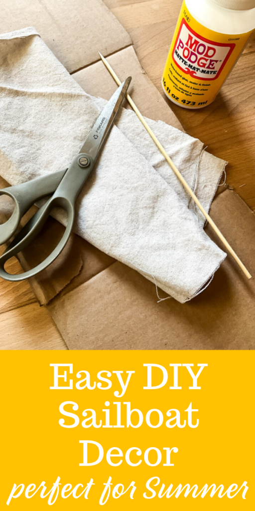 It's easy to make a DIY sailboat from cardboard, I'll show you how! Perfect for all of your summer decorating for years to come! #cardboard #sailboat #summerdecor