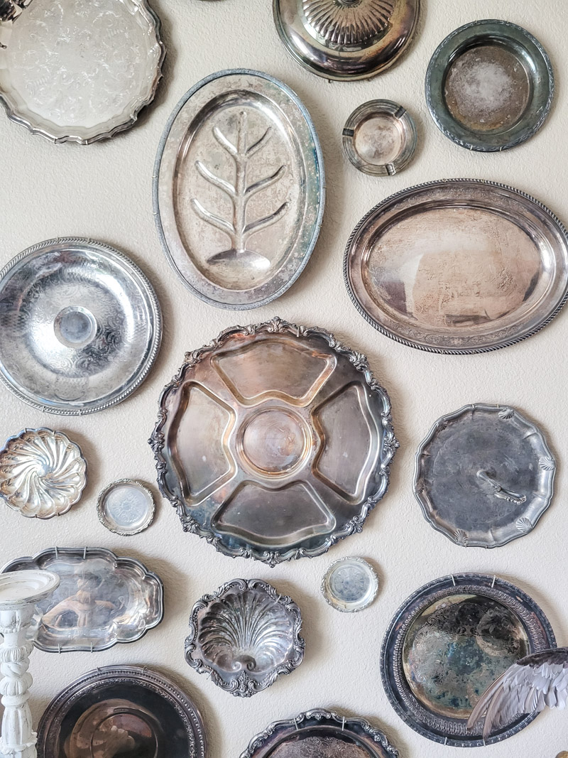 Vintage Silver Gallery Wall Display Idea: How to Hang Silver Platters