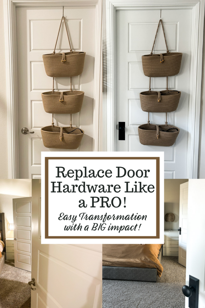 Here's how to replace your door hardware like a Pro, and upgrade your space in a big way (it only takes a few minutes)!! #doorhardware #easyhomeupdate #doorknob #agelessiron