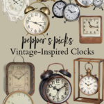It's easy to add functionality and aesthetic with these vintage-inspired clocks, rounded up right here! #vintageclock #clock #vintageinspiredclock #vintagedecor
