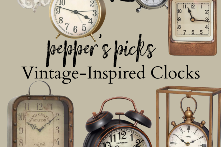 It's easy to add functionality and aesthetic with these vintage-inspired clocks, rounded up right here! #vintageclock #clock #vintageinspiredclock #vintagedecor